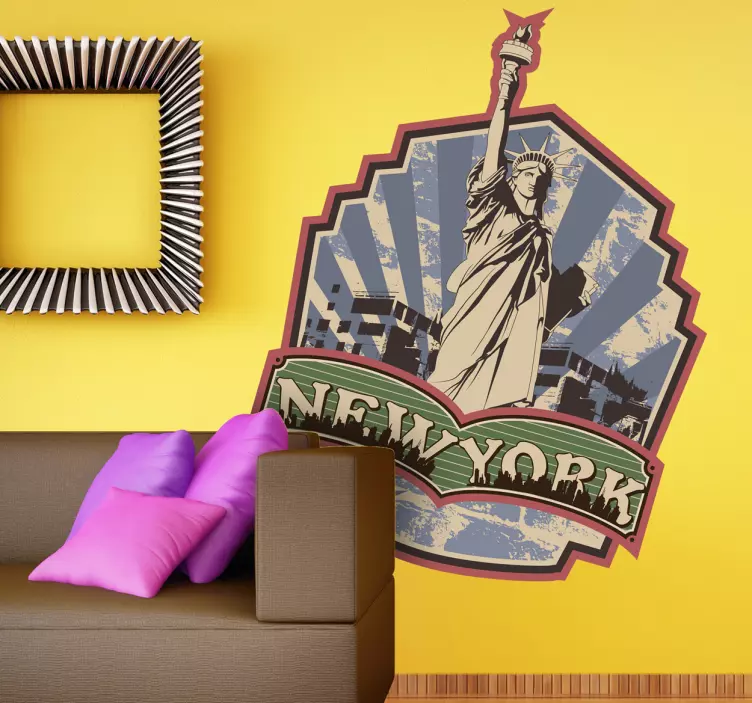Sticker dessin retro New York - TenStickers