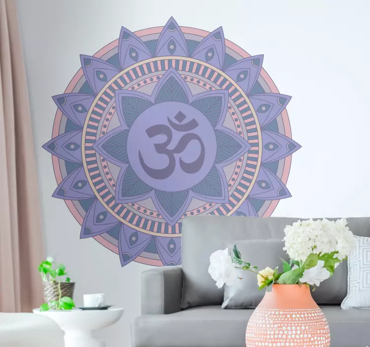 Sticker floral cercle du symbole om - TenStickers