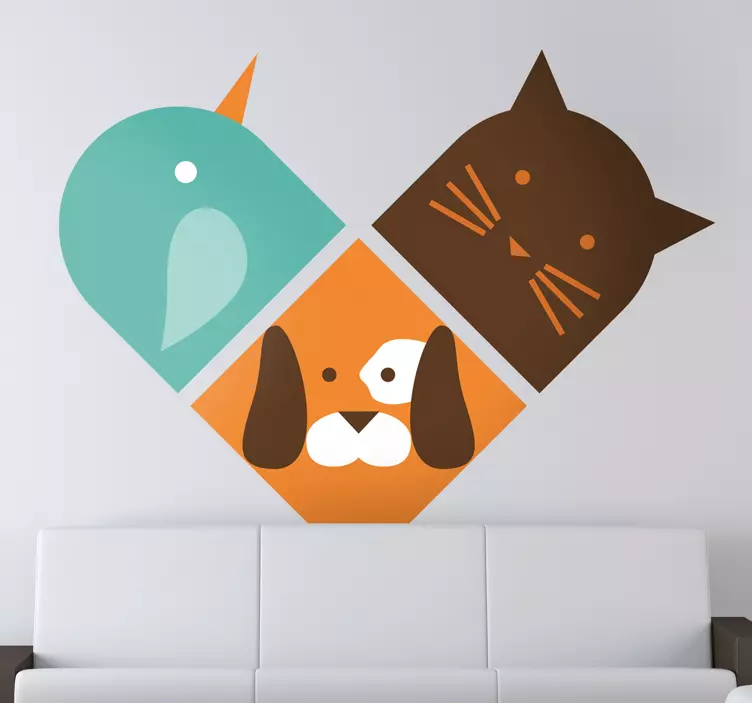 Sticker enfant animaux coeur - TenStickers