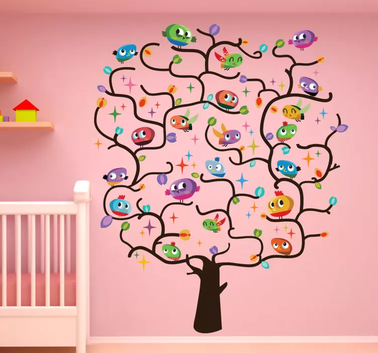 Sticker enfant arbre oiseaux - TenStickers