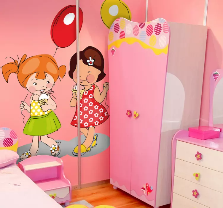 Sticker enfant ballons glaces fillettes - TenStickers