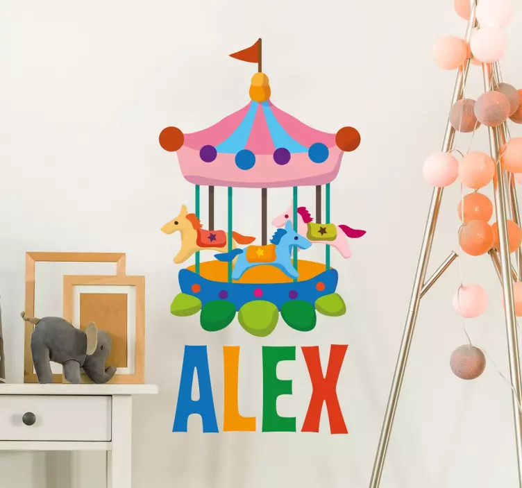 Sticker enfant carrousel personnalisable - TenStickers