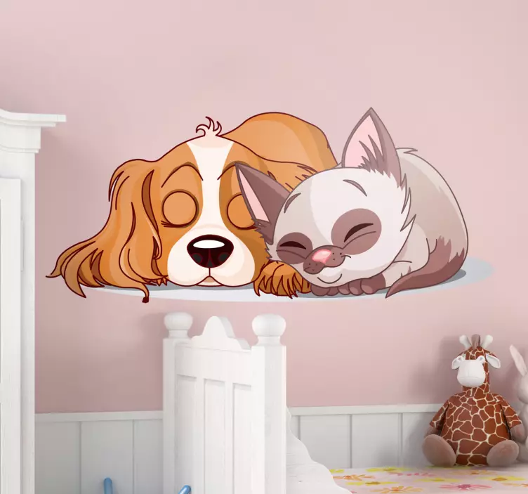 Sticker enfant chien et chat - TenStickers