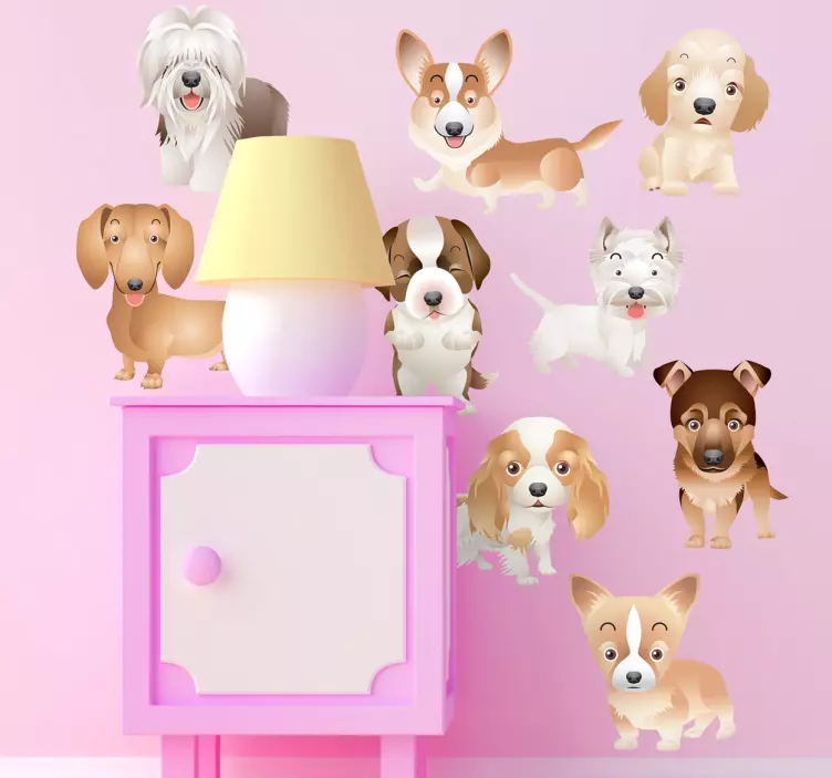 Sticker enfant chiots marorns - TenStickers