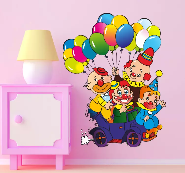 Sticker enfant clowns et ballons - TenStickers