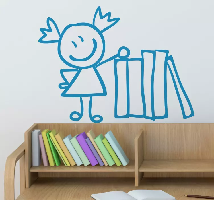 Sticker enfant dessin lectrice - TenStickers