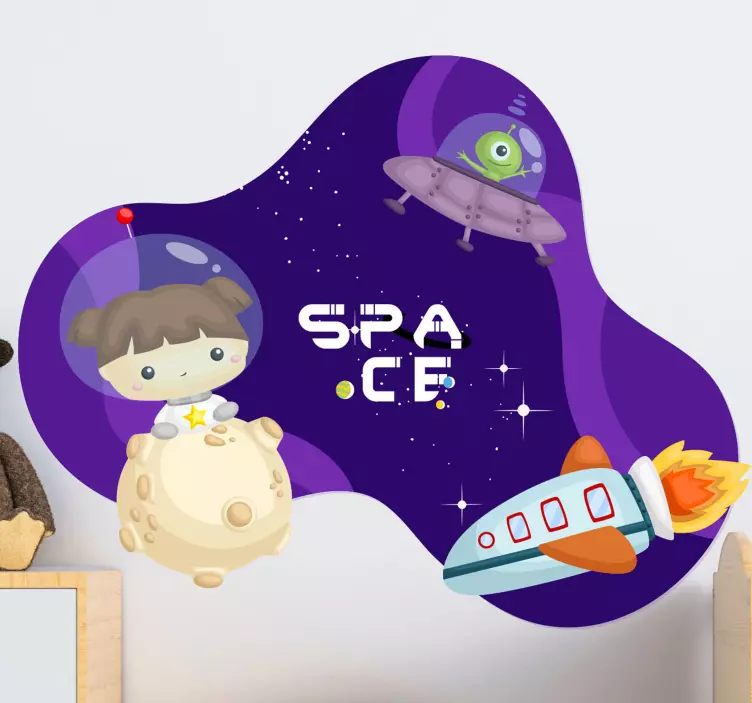 Sticker enfant espace adorable voyage cosmique - TenStickers