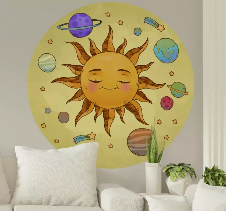 Sticker enfant espace illustration de soleil souriant - TenStickers