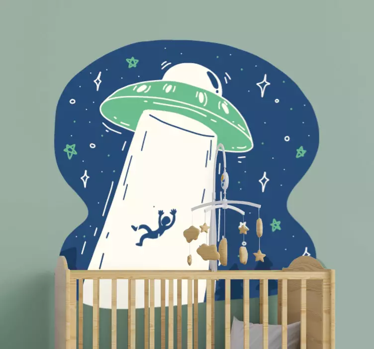 Sticker enfant espace ovni et astronaute - TenStickers