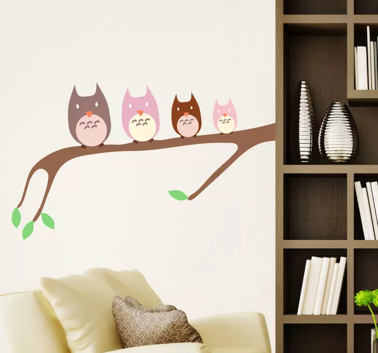 Sticker enfant famille hiboux - TenStickers