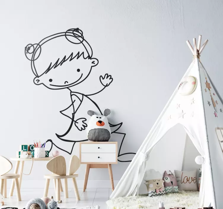 Sticker enfant fillette fuite - TenStickers