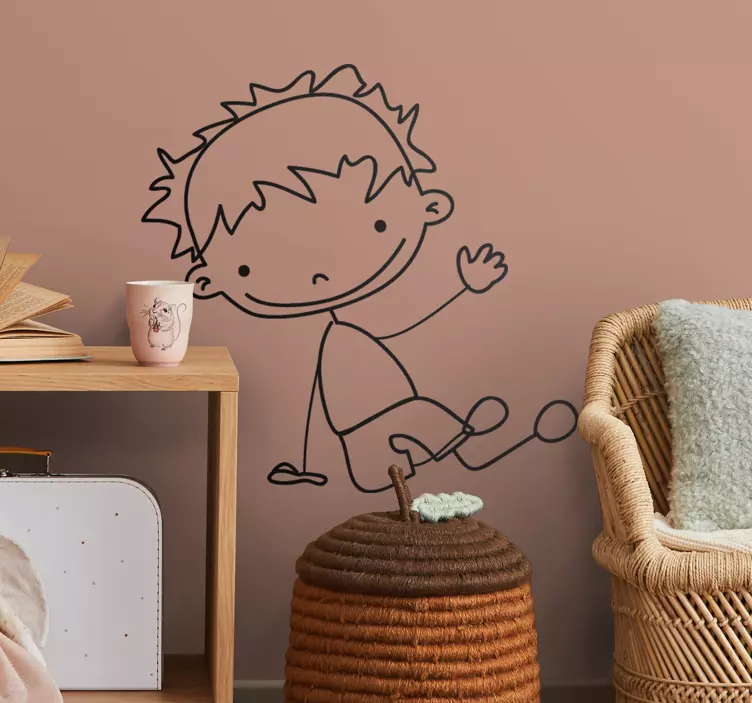 Sticker enfant garçonnet assis - TenStickers