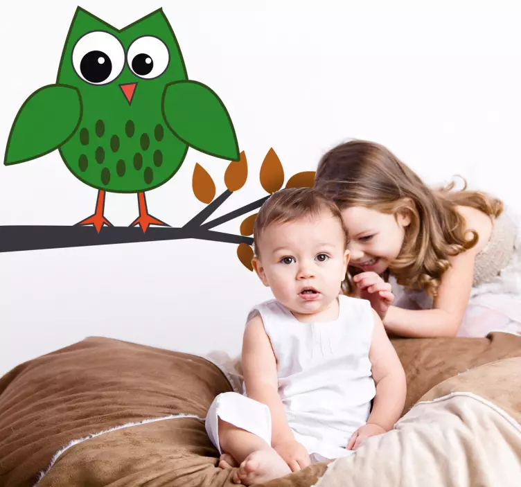 Sticker enfant hibou vert - TenStickers