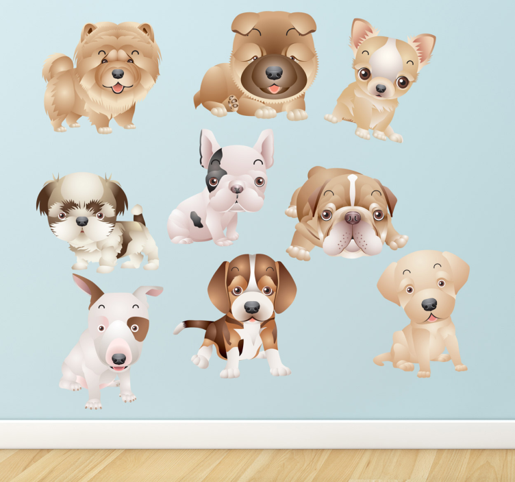 Sticker enfant illustrations chiots - TenStickers
