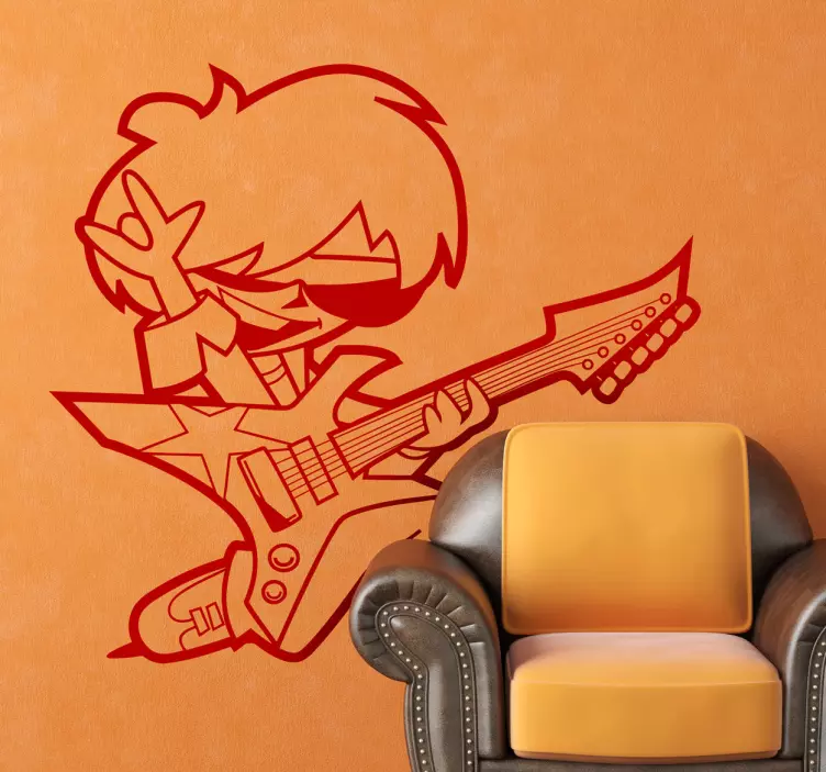 Sticker enfant jeune guitariste - TenStickers