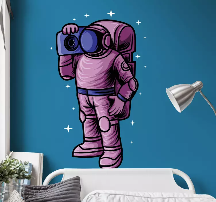 Sticker enfant espace astronaute curieux en exploration - TenStickers