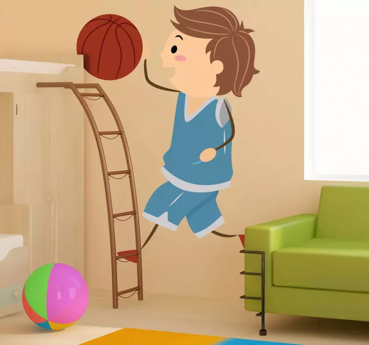 Sticker enfant joueur basket panier - TenStickers