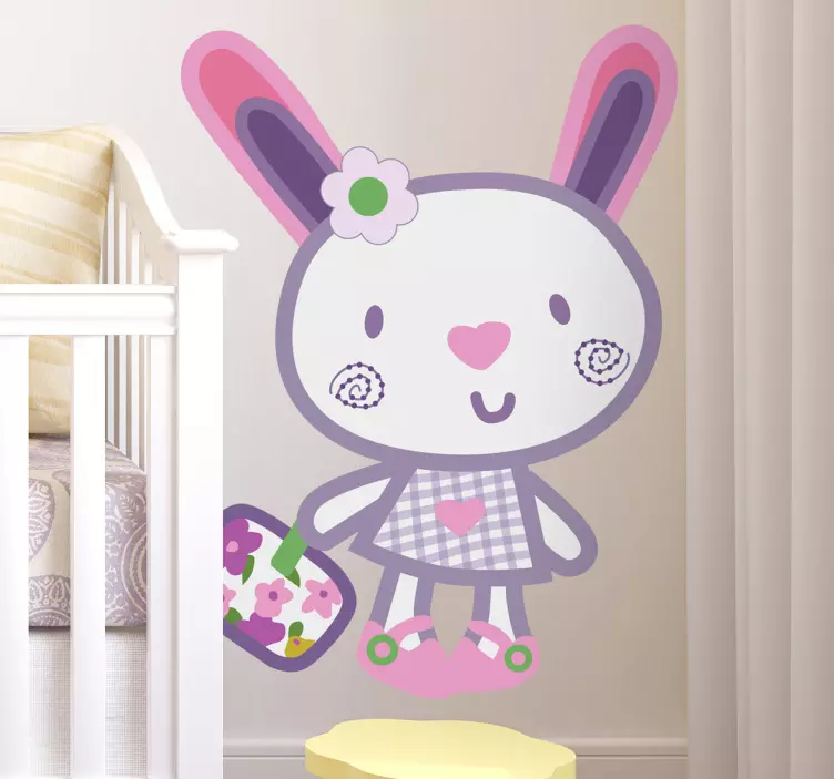 Sticker enfant lapine rose - TenStickers