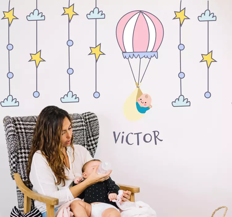 Sticker enfant montgolfière dans le ciel - TenStickers