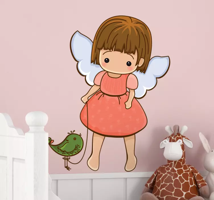 Sticker enfant petit ange oiseau - TenStickers