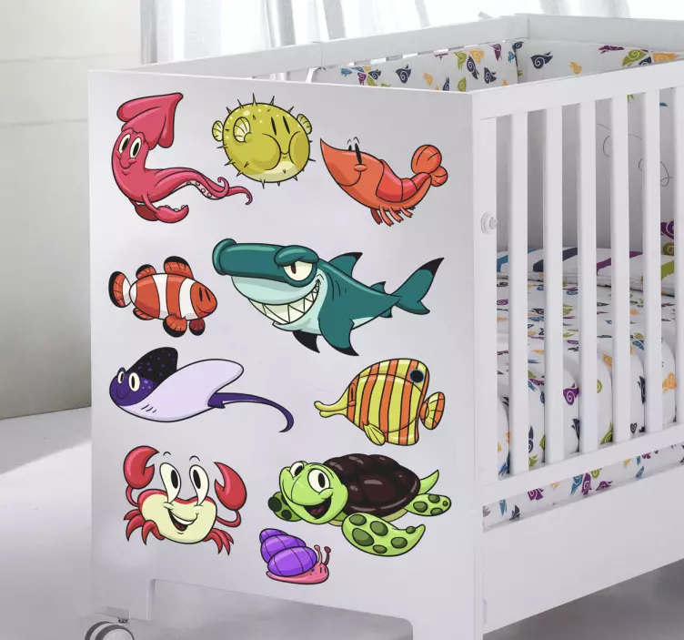 Sticker chambre bébé poissons de la mer - TenStickers