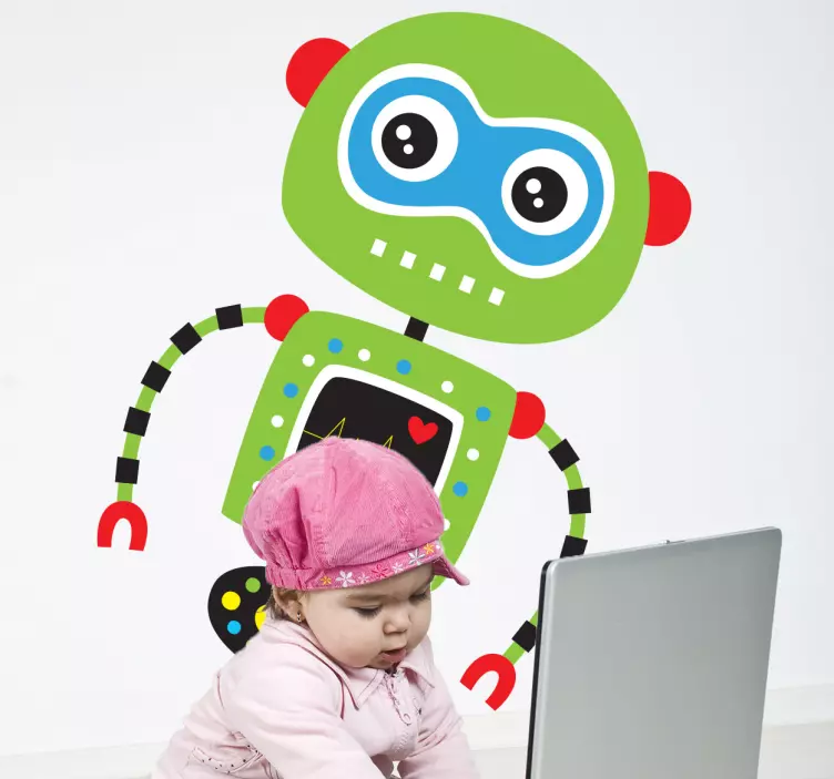 Sticker enfant robot vert - TenStickers