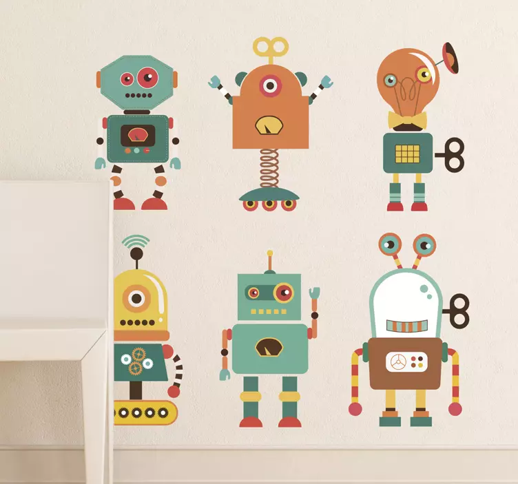 Sticker enfant robots rigolos - TenStickers