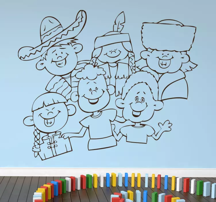 Sticker enfants ethnies - TenStickers