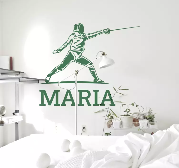 Sticker chambre ado escrime avec prénom personnalisé - TenStickers