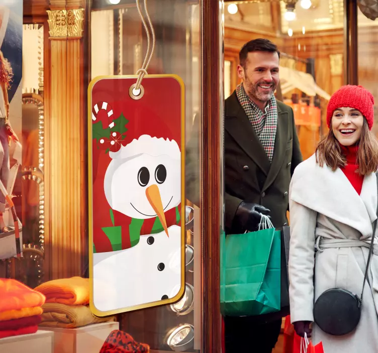 Sticker Noël vitrine étiquette bonhomme de neige - TenStickers