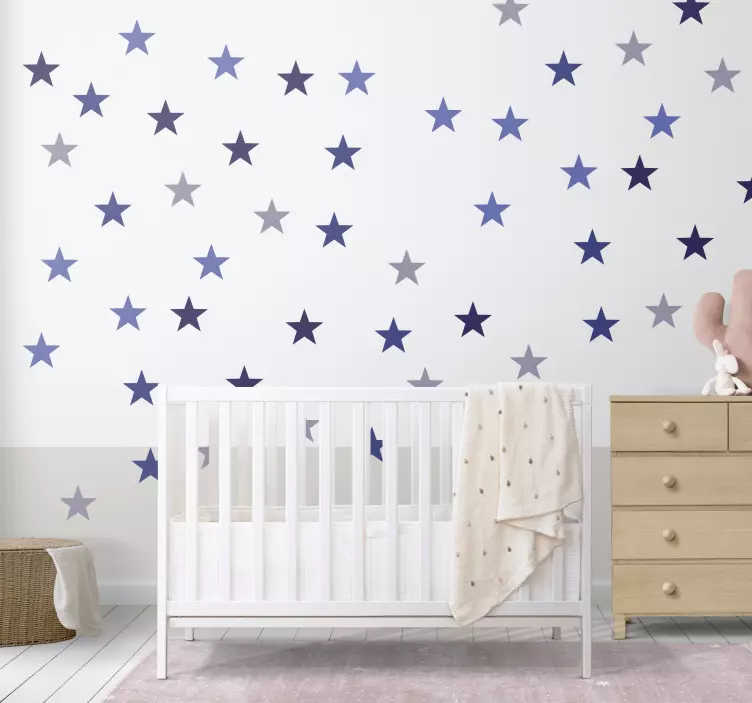 Sticker chambre bébé pack étoiles bleues - TenStickers