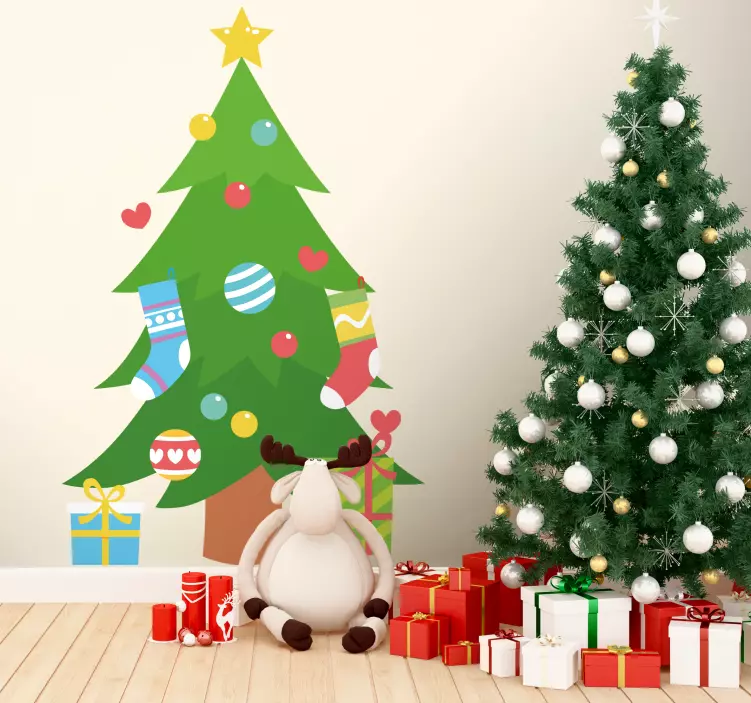 Sticker événement arbre de noël ornemental - TenStickers