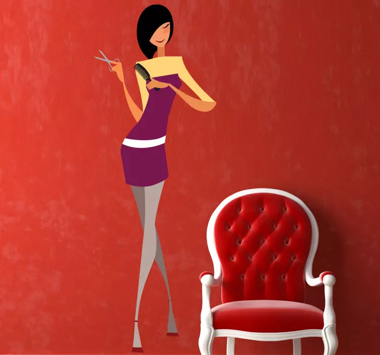 Sticker femme coiffeuse - TenStickers