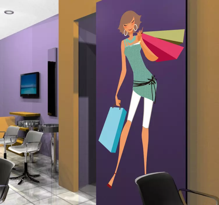 Sticker femme mode shopping - TenStickers