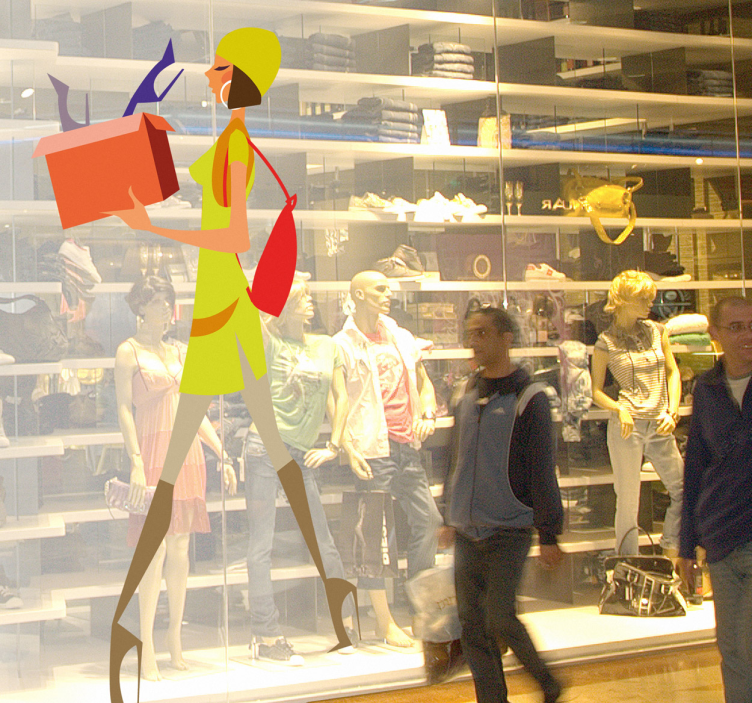 Sticker femme shopping chaussures - TenStickers