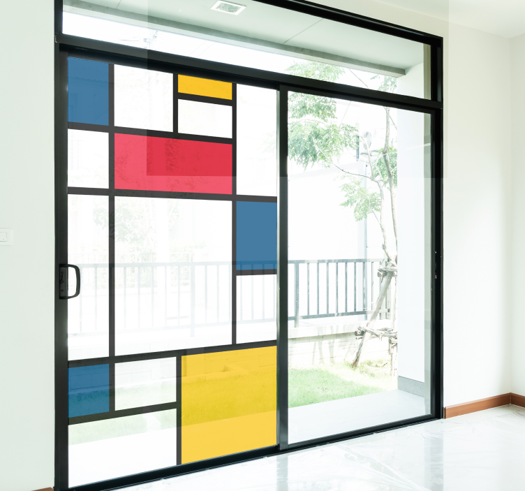 stickers fenetre art Mondrian - TenStickers