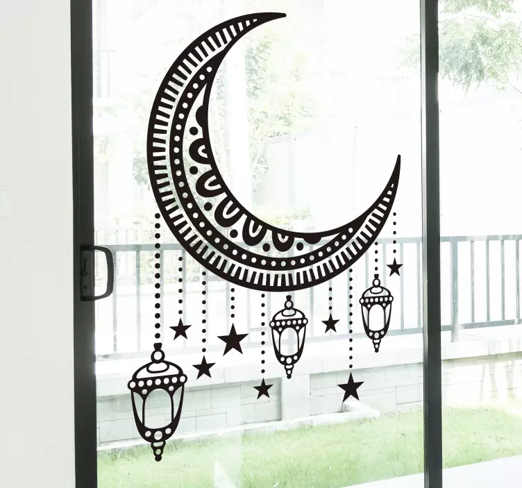 Autocollant fenêtre lune et lampes arabes - TenStickers