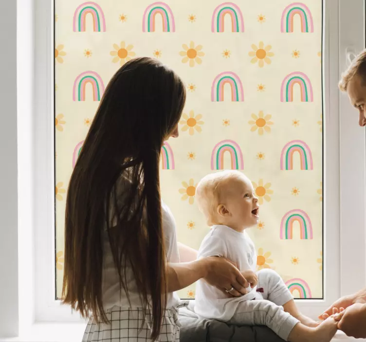 Sticker fenêtre fleurs et arcs-en-ciel - TenStickers