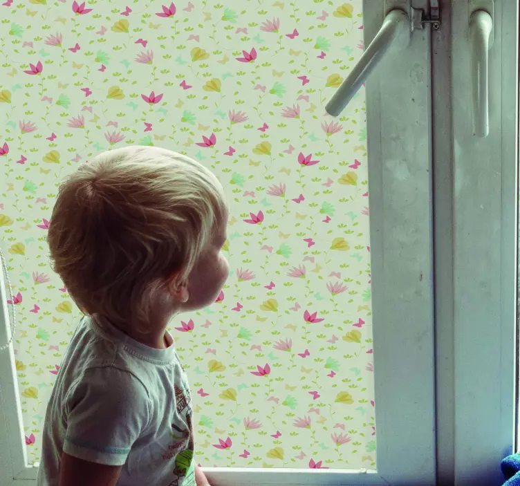 Sticker fenêtre fleurs et papillons - TenStickers