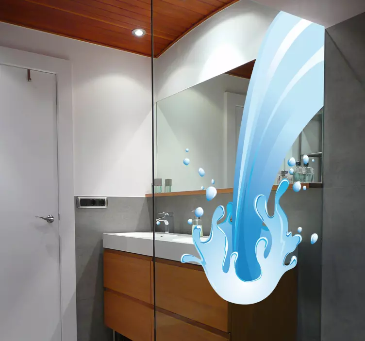 Sticker paroi de douche jet d'eau - TenStickers