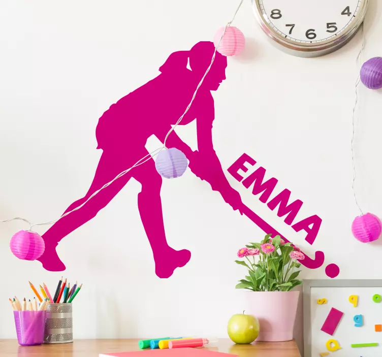 Sticker fille hockey personnalisable - TenStickers