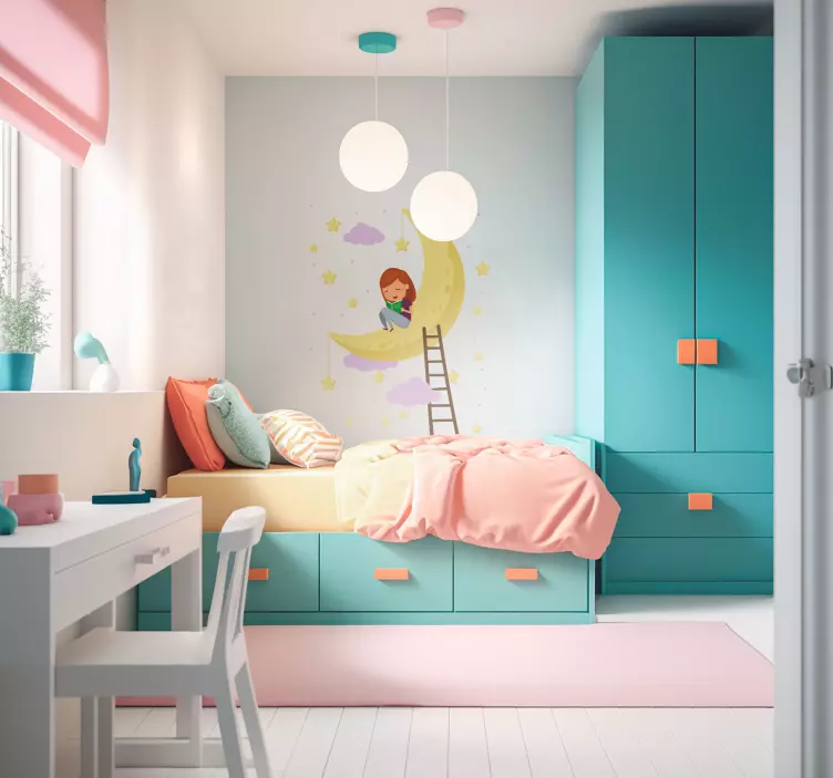 Sticker fille pensive - TenStickers