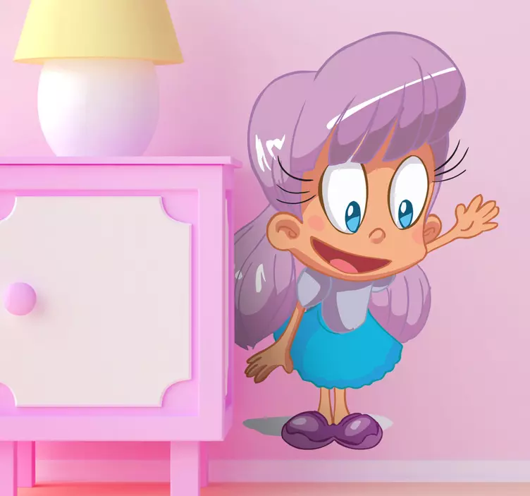 Sticker fillette aux cheveux violets - TenStickers