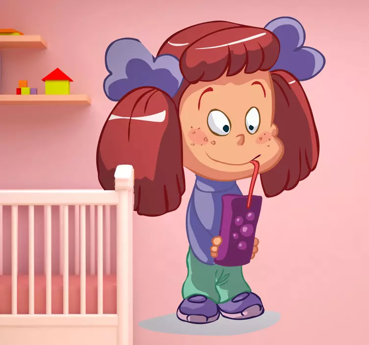 Sticker fillette buvant son soda - TenStickers