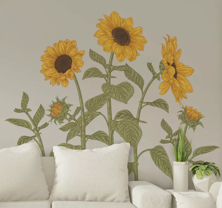 Sticker fleur arrangement de fleurs de tournesol - TenStickers