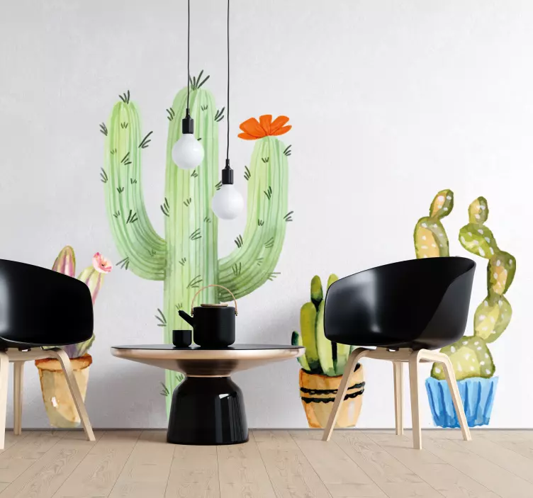 Sticker fleurs et plantes design cactus - TenStickers