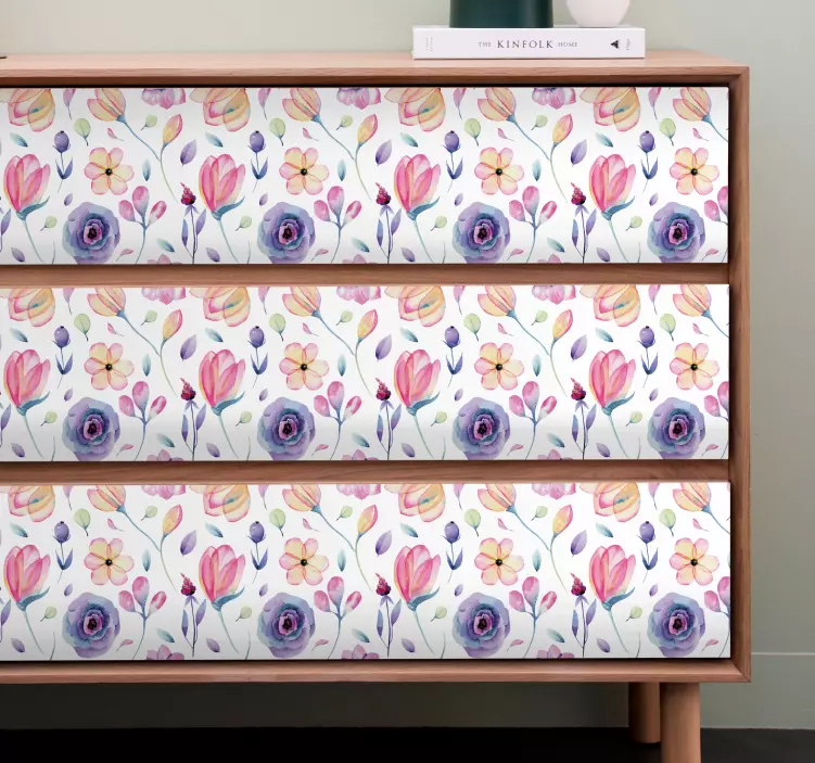 Adhésif meuble motif floral en pleine floraison - TenStickers