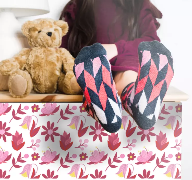 Adhésif meuble motif floral rose - TenStickers