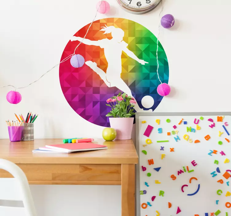 Sticker Footballeur sur fond multicolore - TenStickers