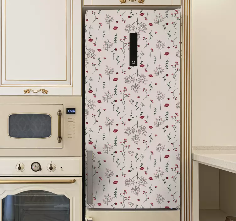 Sticker frigo accent de cuisine floral - TenStickers